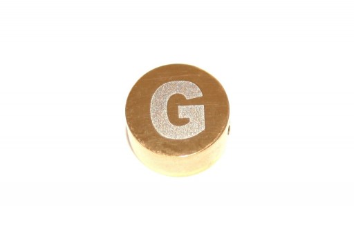 Perline Tonde in Acciaio Alfabeto Oro - Lettera G 10x4,5mm - 1pz