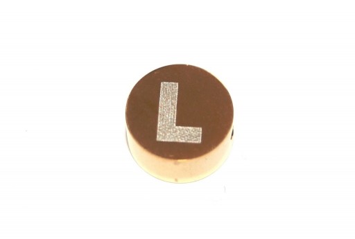 Perline Tonde in Acciaio Alfabeto Oro - Lettera L 10x4,5mm - 1pz