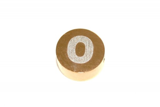 Perline Tonde in Acciaio Alfabeto Oro - Lettera O 10x4,5mm - 1pz