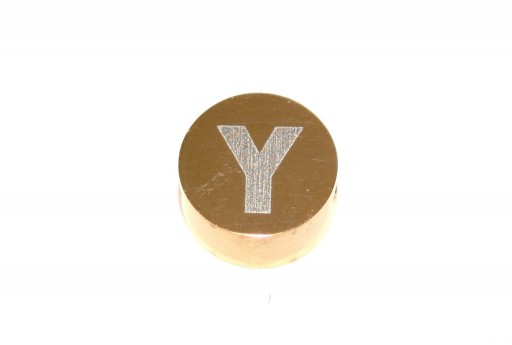 Stainless Steel Beads Round Alphabet - Gold - Letter Y 10x4,5mm - 1pc