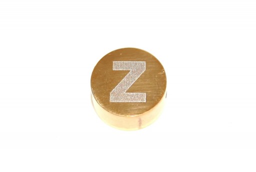 Stainless Steel Beads Round Alphabet - Gold - Letter Z 10x4,5mm - 1pc