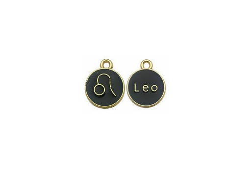 Charms Zodiaco Smaltato Nero - Leone 15x12mm - 1pz