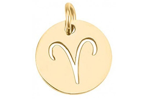 Stainless Steel Zodiac Charms Gold - Aries 12mm - 1pc