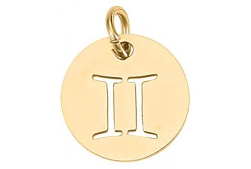 Stainless Steel Zodiac Charms Gold - Gemini 12mm - 1pc