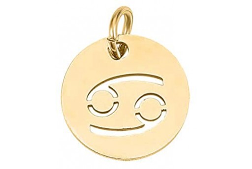 Stainless Steel Zodiac Charms Gold - Cancer 12mm - 1pc
