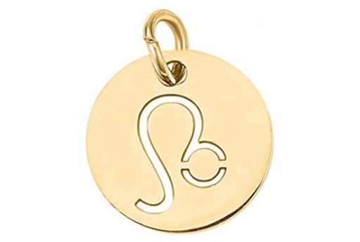 Charms Zodiaco Tondo Acciaio Oro - Leone 12mm - 1pz