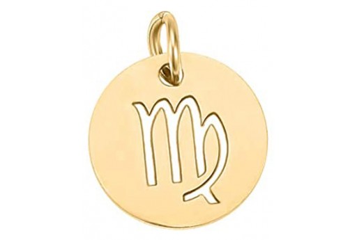 Stainless Steel Zodiac Charms Gold - Virgo 12mm - 1pc