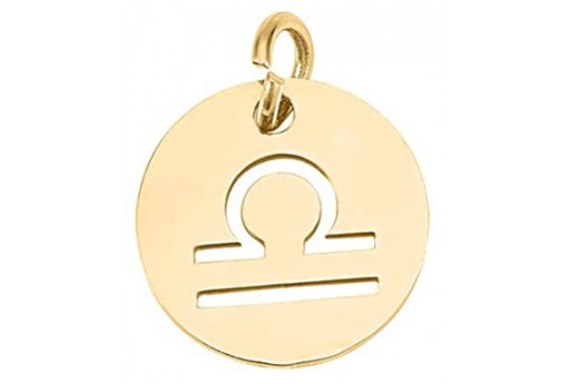 Charms Zodiaco Tondo Acciaio Oro - Bilancia 12mm - 1pz