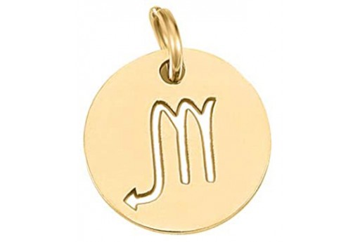 Stainless Steel Zodiac Charms Gold - Scorpio 12mm - 1pc