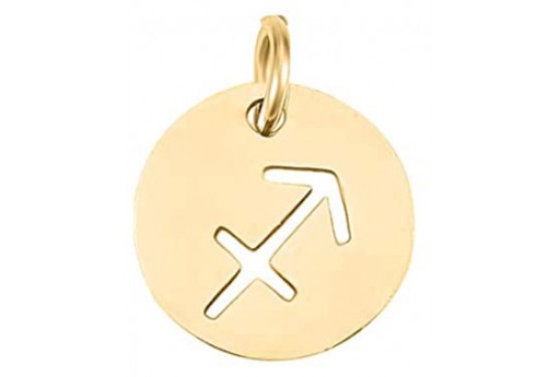 Stainless Steel Zodiac Charms Gold - Sagittarius 12mm - 1pc