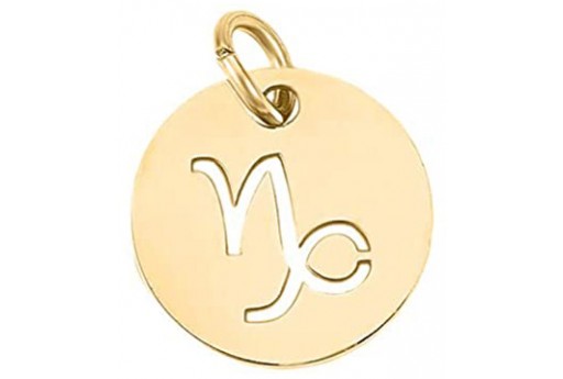 Stainless Steel Zodiac Charms Gold - Capricorn 12mm - 1pc