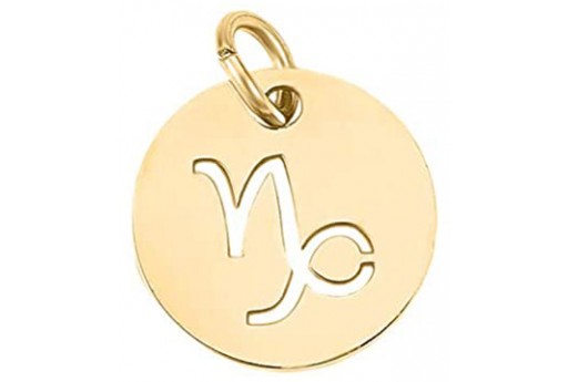 Charms Zodiaco Tondo Acciaio Oro - Capricorno 12mm - 1pz