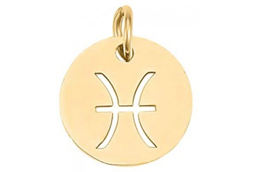 Stainless Steel Zodiac Charms Gold - Pisces 12mm - 1pc
