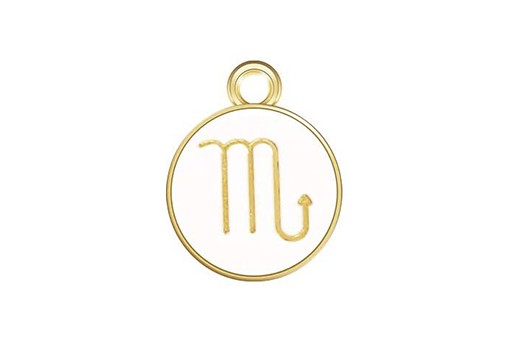 Charms Zodiaco Smaltato Bianco - Scorpione 15x12mm - 1pz