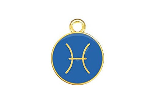 Charms Zodiaco Smaltato Blue - Pesci 15x12mm - 1pz