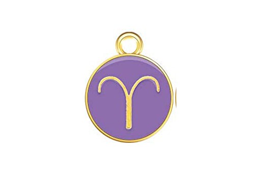 Charms Zodiaco Smaltato Viola - Ariete 15x12mm - 1pz