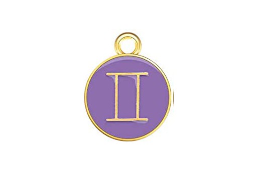 Charms Zodiaco Smaltato Viola - Gemelli 15x12mm - 1pz