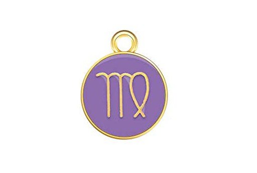 Charms Zodiaco Smaltato Viola - Vergine 15x12mm - 1pz