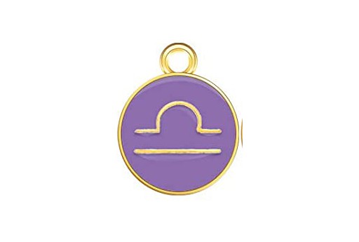 Charms Zodiaco Smaltato Viola - Bilancia 15x12mm - 1pz