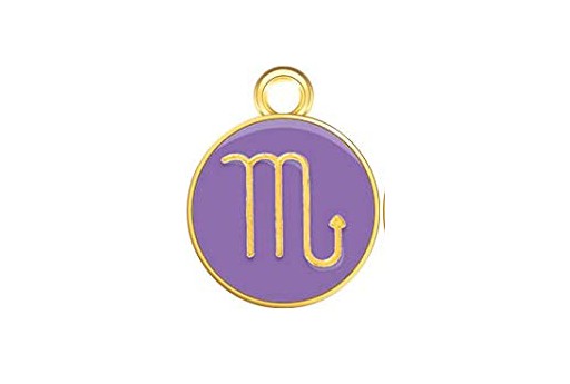 Charms Zodiaco Smaltato Viola - Scorpione 15x12mm - 1pz