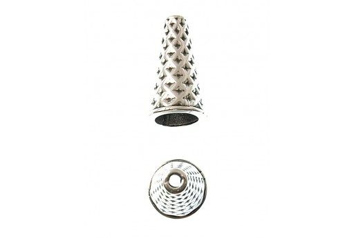 Cone with Diamonds Pattern - Silver 20x11mm - 1pc