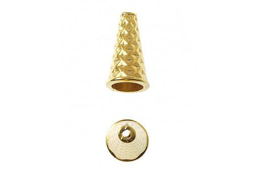 Cone with Diamonds Pattern - Gold 20x11mm - 1pc