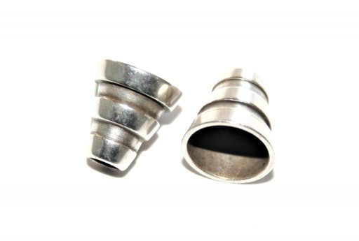 Cone with Striped Motif - Silver 9x9mm - 2pcs