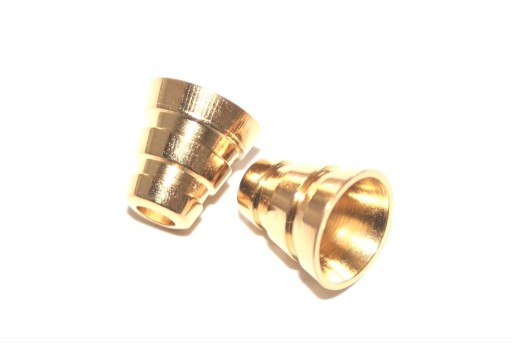 Cone with Striped Motif - Gold 9x9mm - 2pcs