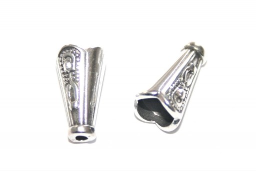 Cone with Decoration - Silver 7x13mm - 2pcs
