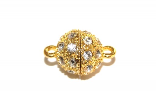 Magnetic Clasps with Rhinestone Round Crystal - Gold 20x12mm - 1pc