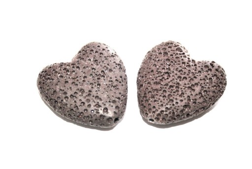 Lava Rock Marrone - Cuore 28x26mm - 2pz