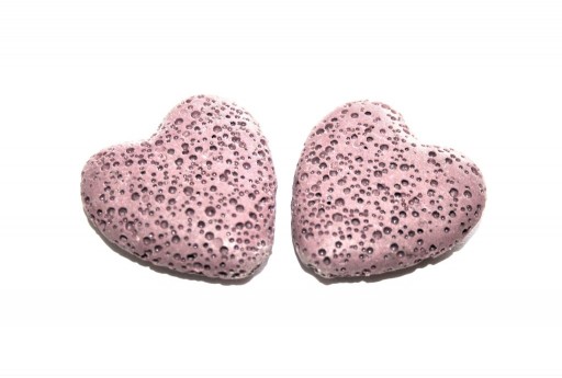 Dyed Heart Synthetic Lava Rock Beads - Purple 28x26mm - 2pcs
