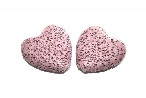 Lava Rock Viola - Cuore 28x26mm - 2pz