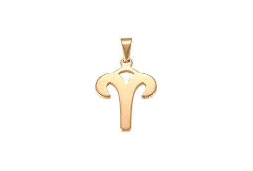 Steel Zodiac Pendant Gold - Aries 22x18mm - 1pc