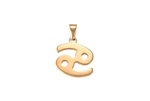 Steel Zodiac Pendant Gold - Cancer 22x18mm - 1pc