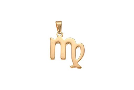 Steel Zodiac Pendant Gold - Virgo 22x18mm - 1pc