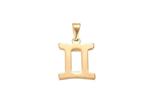 Steel Zodiac Pendant Gold - Gemini 22x18mm - 1pc