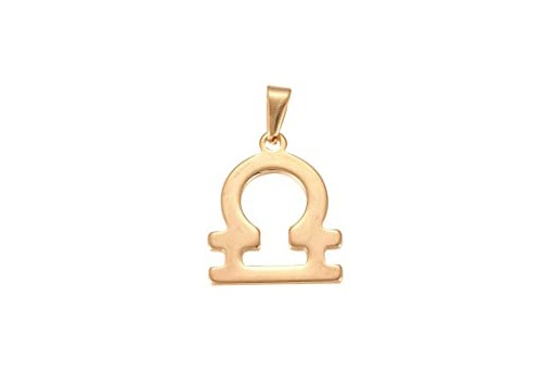 Steel Zodiac Pendant Gold - Libra 22x18mm - 1pc