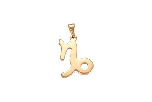 Steel Zodiac Pendant Gold - Capricorn 22x18mm - 1pc