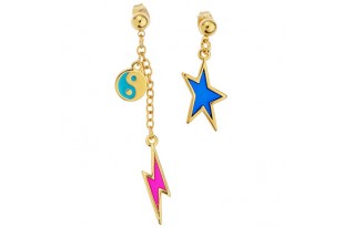 Motif Thunder Pendant - Gold Blue 6,4x24,9mm - 2pcs