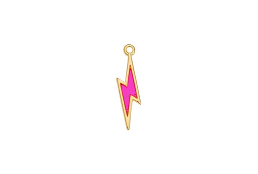 Motif Thunder Pendant - Gold Fuchsia 6,4x24,9mm - 2pcs