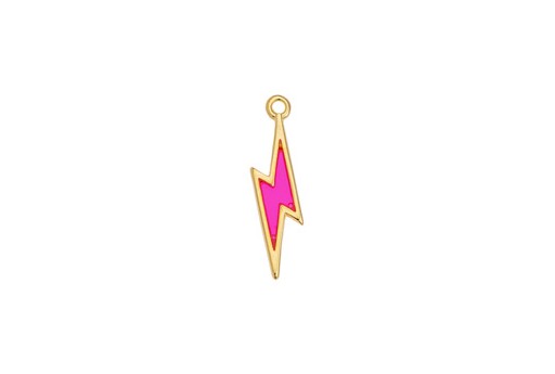Motif Thunder Pendant - Gold Fuchsia 6,4x24,9mm - 2pcs
