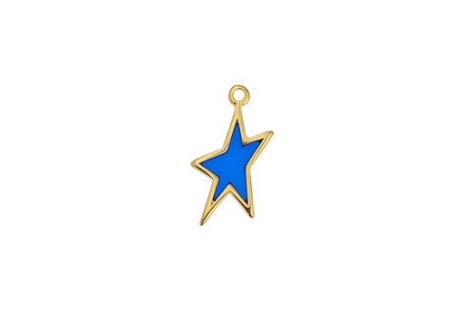Motif Star Pendant - Gold Blue 11,7x23,2mm - 2pcs
