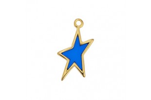Motif Star Pendant - Gold Blue 11,7x23,2mm - 2pcs