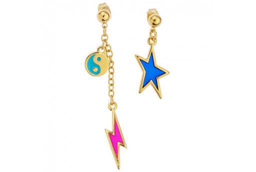 Charms Stella - Oro Blue 11,7x23,2mm - 2pz 2