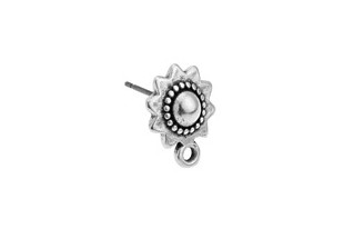 Εarring Ethnic Sun with Titanium Pin - Silver 10,3x13,3mm - 2pcs