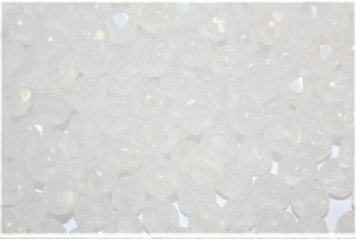 Fire Polished Beads Opal Cotton White 3mm - 60pcs