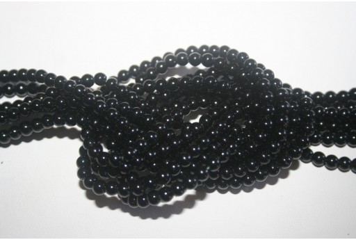 Stringa di perline di vetro Nero 4 mm per gioielli-TPG 4 Nero 
