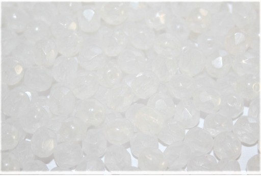 Fire Polished Beads Opal Cotton White 4mm - 60pcs