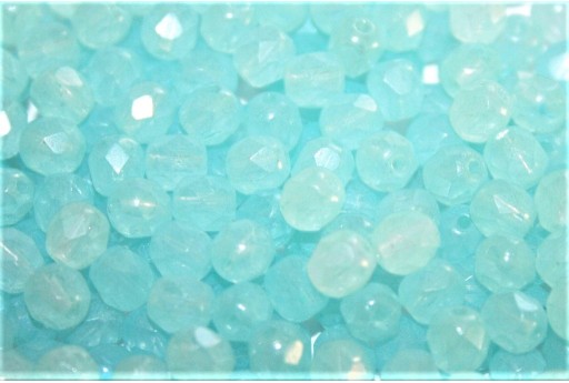 Fire Polished Beads Opal Iceberg Blue 6mm - 30pcs